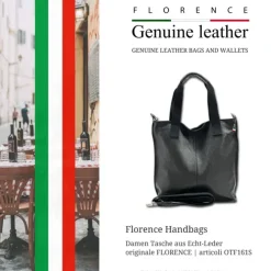Florence Echtleder Damen schwarz Shopper OTF161S
