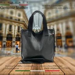 Florence Echtleder Damen schwarz Shopper OTF161S
