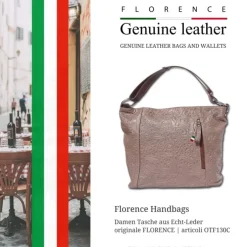 Florence Echtleder Damen taupe braun Henkeltasche OTF130C