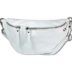 Florence Echtleder Gürteltasche extra groß Damen weiß Bauchtasche Jugend OTF820W