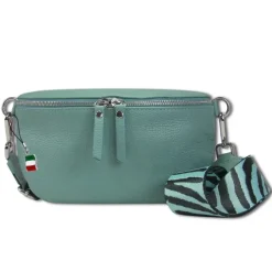 Florence Echtleder Gürteltasche Damen hellblau Bauchtasche Jugend OTF807H
