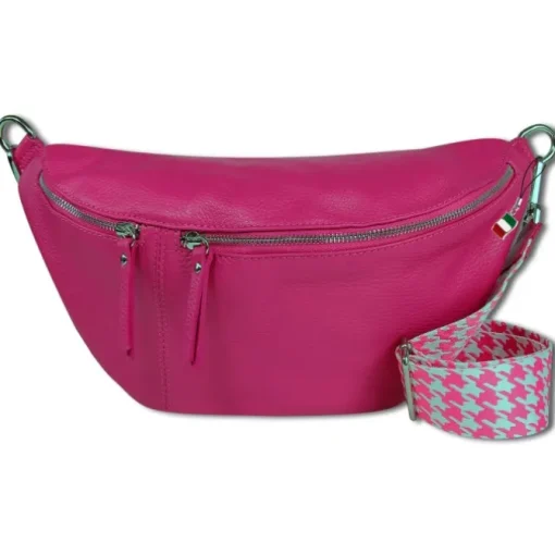 Florence Echtleder Gürteltasche Damen extra große fuchsia Bauchtasche Jugend OTF821P