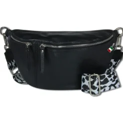 Florence Echtleder Gürteltasche extra groß Damen schwarz Bauchtasche Jugend OTF821S