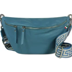 Florence Echtleder Gürteltasche Damen extra groß jeansblau Bauchtasche Jugend OTF821F