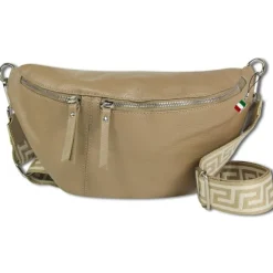 Florence Echtleder Gürteltasche Damen extra groß taupe Bauchtasche Jugend OTF821N
