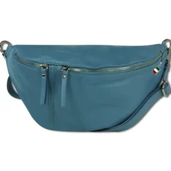 Florence Echtleder Gürteltasche extra groß Damen jeansblau Bauchtasche Jugend OTF820F