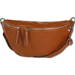 Florence Echtleder Gürteltasche extra groß Damen hellbraun Bauchtasche Jugend OTF820C