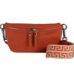 Florence Echtleder Gürteltasche Damen papaya orange Bauchtasche Jugend OTF807E