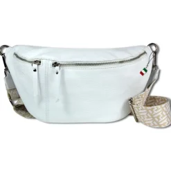 Florence Echtleder Gürteltasche Damen extra groß weiß Bauchtasche Jugend OTF821W