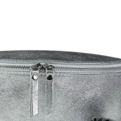 Florence Echtleder Gürteltasche Damen silber metallic Bauchtasche Jugend OTF807J