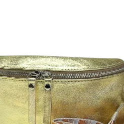 Florence Echtleder Gürteltasche Damen gold metallic Bauchtasche Jugend OTF807Z