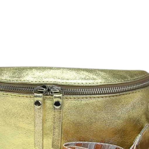 Florence Echtleder Gürteltasche Damen gold metallic Bauchtasche Jugend OTF807Z