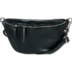 Florence Echtleder Gürteltasche extra groß Damen schwarz Bauchtasche Jugend OTF821S