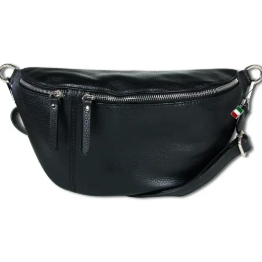 Florence Echtleder Gürteltasche extra groß Damen schwarz Bauchtasche Jugend OTF821S