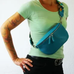 Florence Echtleder Gürteltasche Damen türkis Bauchtasche Jugend Damen OTF807T