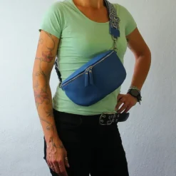 Florence Echtleder Gürteltasche Damen jeansblau Bauchtasche Jugend Damen OTF807F