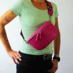 Florence Echtleder Gürteltasche Damen fuchsia Bauchtasche Jugend OTF807P