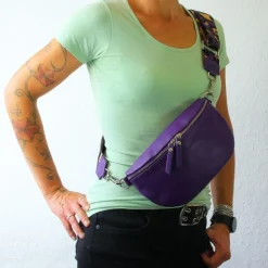 Florence Echtleder Gürteltasche Damen violett Bauchtasche Jugend OTF807V
