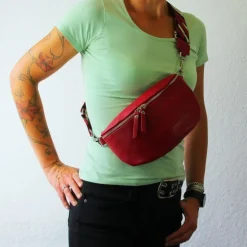 Florence Echtleder Gürteltasche Damen rot Bauchtasche Jugend OTF807R