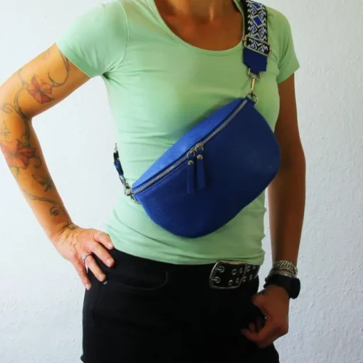 Florence Echtleder Gürteltasche Damen blau Bauchtasche Jugend Damen OTF807M