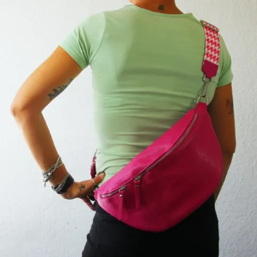 Florence Echtleder Gürteltasche Damen extra große fuchsia Bauchtasche Jugend OTF821P
