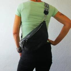 Florence Echtleder Gürteltasche extra groß Damen schwarz Bauchtasche Jugend OTF821S
