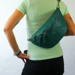 Florence Echtleder Gürteltasche Damen extra groß hellgrün Bauchtasche Jugend OTF821L