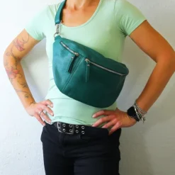 Florence Echtleder Gürteltasche extra groß Damen hellgrün Bauchtasche Jugend OTF820L