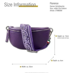 Florence Echtleder Gürteltasche Damen lila Bauchtasche Jugend OTM808V