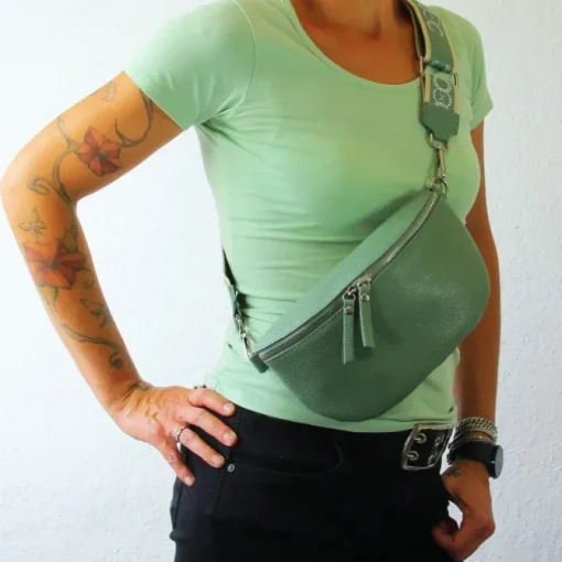 Florence Echtleder Gürteltasche Damen hellgrün Bauchtasche Jugend Damen OTF807L