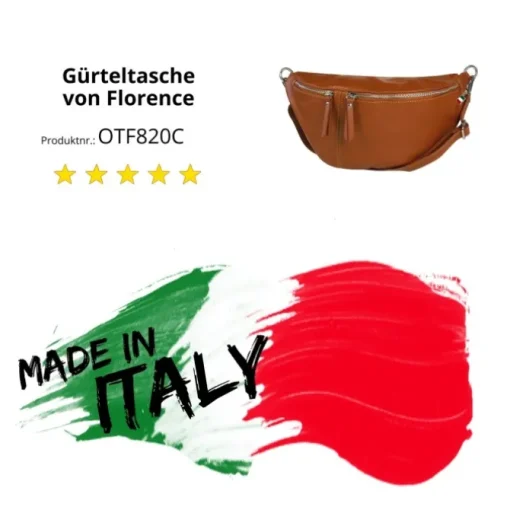 Florence Echtleder Gürteltasche extra groß Damen hellbraun Bauchtasche Jugend OTF820C