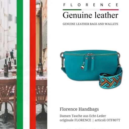 Florence Echtleder Gürteltasche Damen türkis Bauchtasche Jugend Damen OTF807T