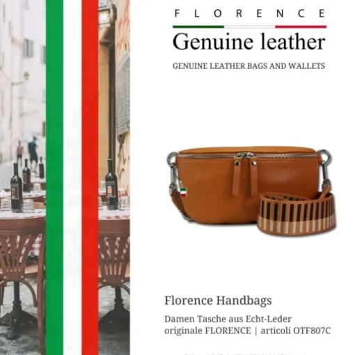 Florence Echtleder Gürteltasche Damen hellbraun Bauchtasche Jugend OTF807C