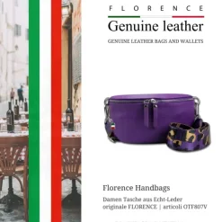 Florence Echtleder Gürteltasche Damen violett Bauchtasche Jugend OTF807V