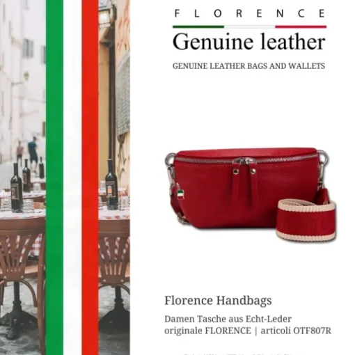 Florence Echtleder Gürteltasche Damen rot Bauchtasche Jugend OTF807R