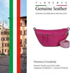 Florence Echtleder Gürteltasche Damen extra große fuchsia Bauchtasche Jugend OTF821P