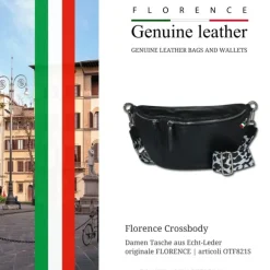 Florence Echtleder Gürteltasche extra groß Damen schwarz Bauchtasche Jugend OTF821S