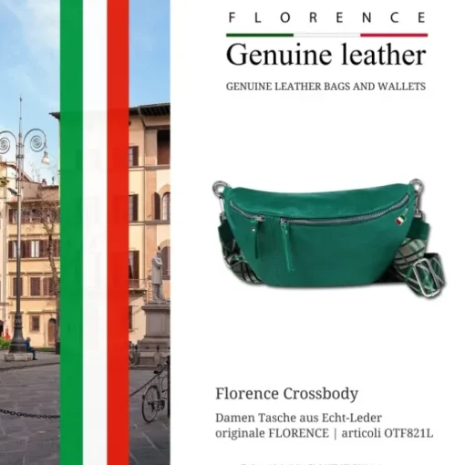 Florence Echtleder Gürteltasche Damen extra groß hellgrün Bauchtasche Jugend OTF821L