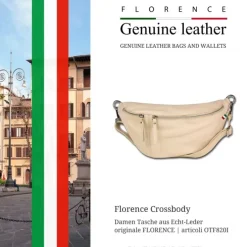 Florence Echtleder Gürteltasche extra groß Damen beige Bauchtasche Jugend OTF820I