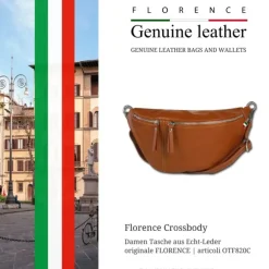Florence Echtleder Gürteltasche extra groß Damen hellbraun Bauchtasche Jugend OTF820C