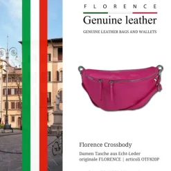 Florence Echtleder Gürteltasche extra groß Damen fuchsia Bauchtasche Jugend OTF820P