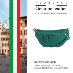 Florence Echtleder Gürteltasche extra groß Damen hellgrün Bauchtasche Jugend OTF820L