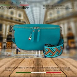 Florence Echtleder Gürteltasche Damen türkis Bauchtasche Jugend Damen OTF807T