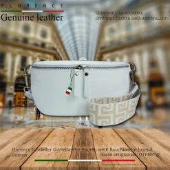 Florence Echtleder Gürteltasche Damen weiß Bauchtasche Jugend Damen OTF807W