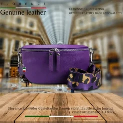 Florence Echtleder Gürteltasche Damen violett Bauchtasche Jugend OTF807V