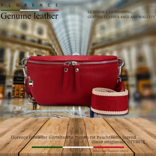 Florence Echtleder Gürteltasche Damen rot Bauchtasche Jugend OTF807R