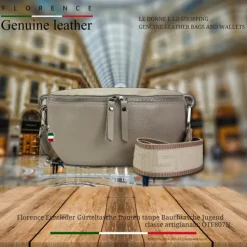 Florence Echtleder Gürteltasche Damen taupe Bauchtasche Jugend OTF807N