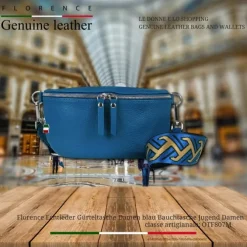 Florence Echtleder Gürteltasche Damen blau Bauchtasche Jugend Damen OTF807M