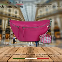 Florence Echtleder Gürteltasche Damen extra große fuchsia Bauchtasche Jugend OTF821P