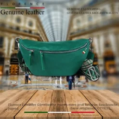 Florence Echtleder Gürteltasche Damen extra groß hellgrün Bauchtasche Jugend OTF821L